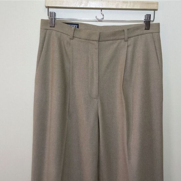 Vintage Lands End Tan Cashmere Wool  Trouser Pants Pleated High Waist Size 10 - Picture 2 of 16